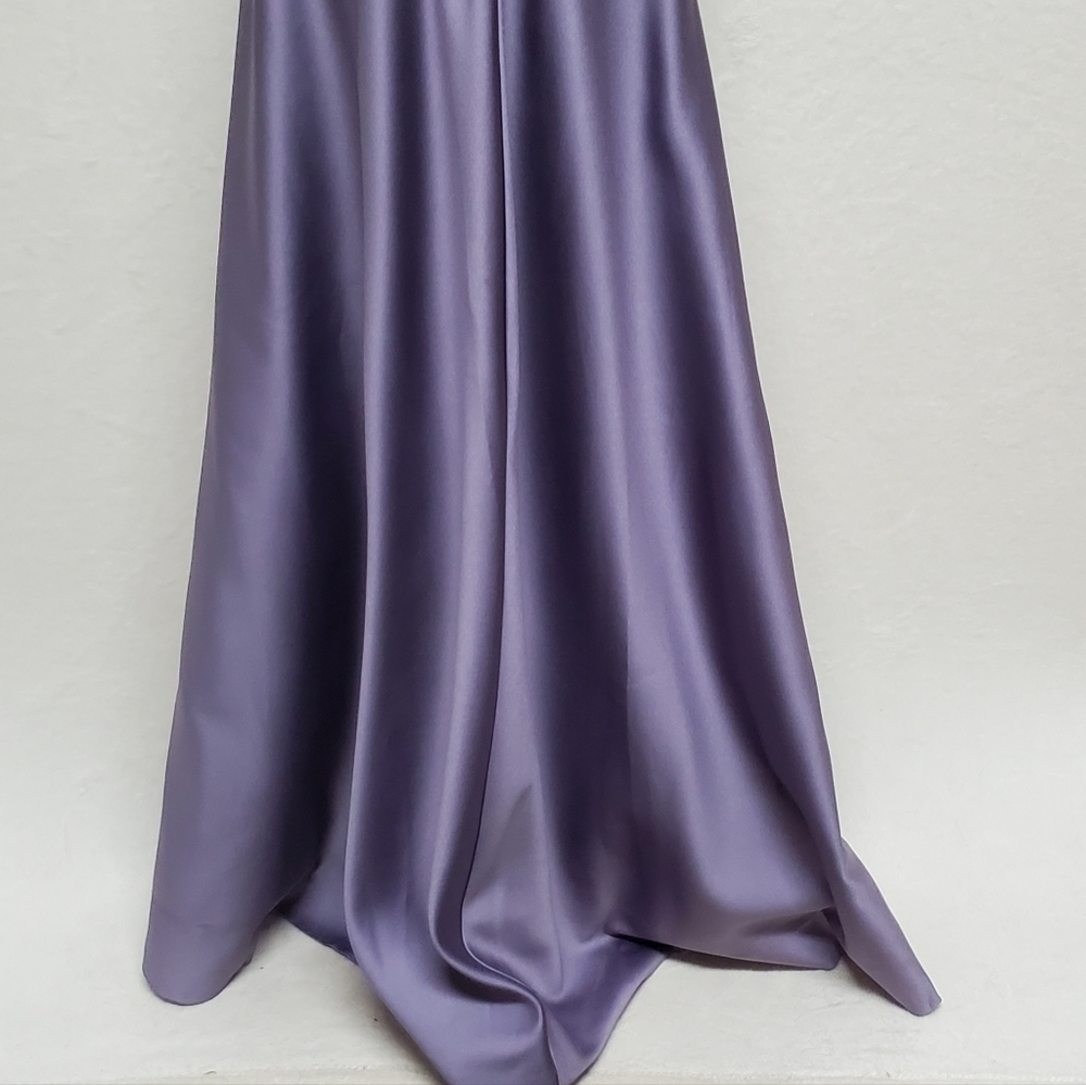 80s Vintage Royal Purple Floral Embroidered Boatneck A-line Two-Piece Maxi Dress - Picture 10 of 14
